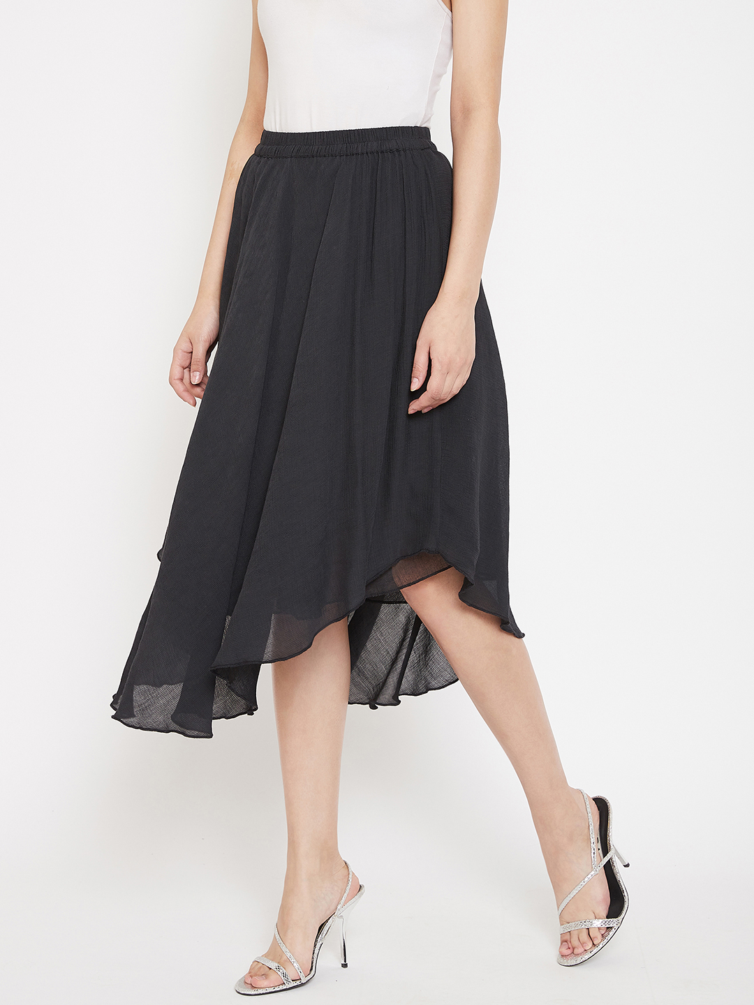 A-LINE BLACK SOLID SKIRT - Offline2Online