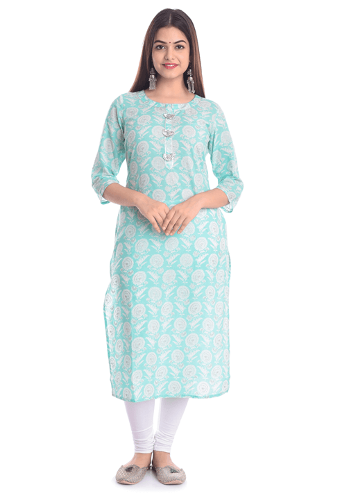 JAIPURI GLITTER PRINTED GOTA PATTI KURTA - Offline2Online